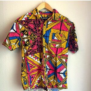 Massive All Over Retro Print Button Up shirt mens size M